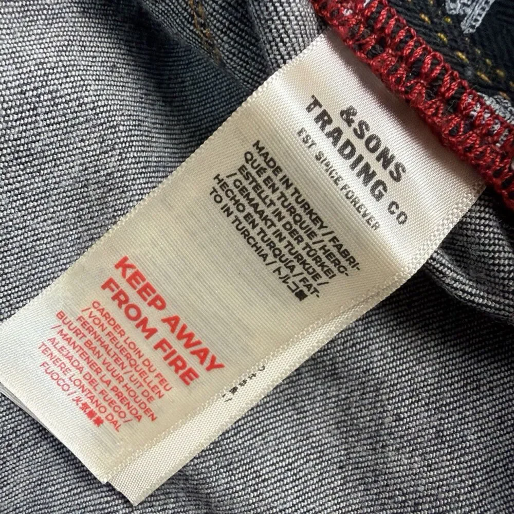 &Sons Trading Co Jeans Mens 40x32 Brandon Raw Black Denim Button Fly Pristine!